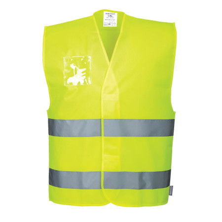 C475 - Gilet con porta badge Hi-Vis Giallo